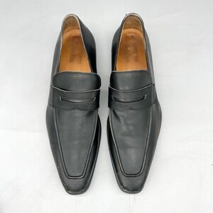 Magnanni Mens 13M Penny Loafers Shoes Black Leather Preppy Classic Goth